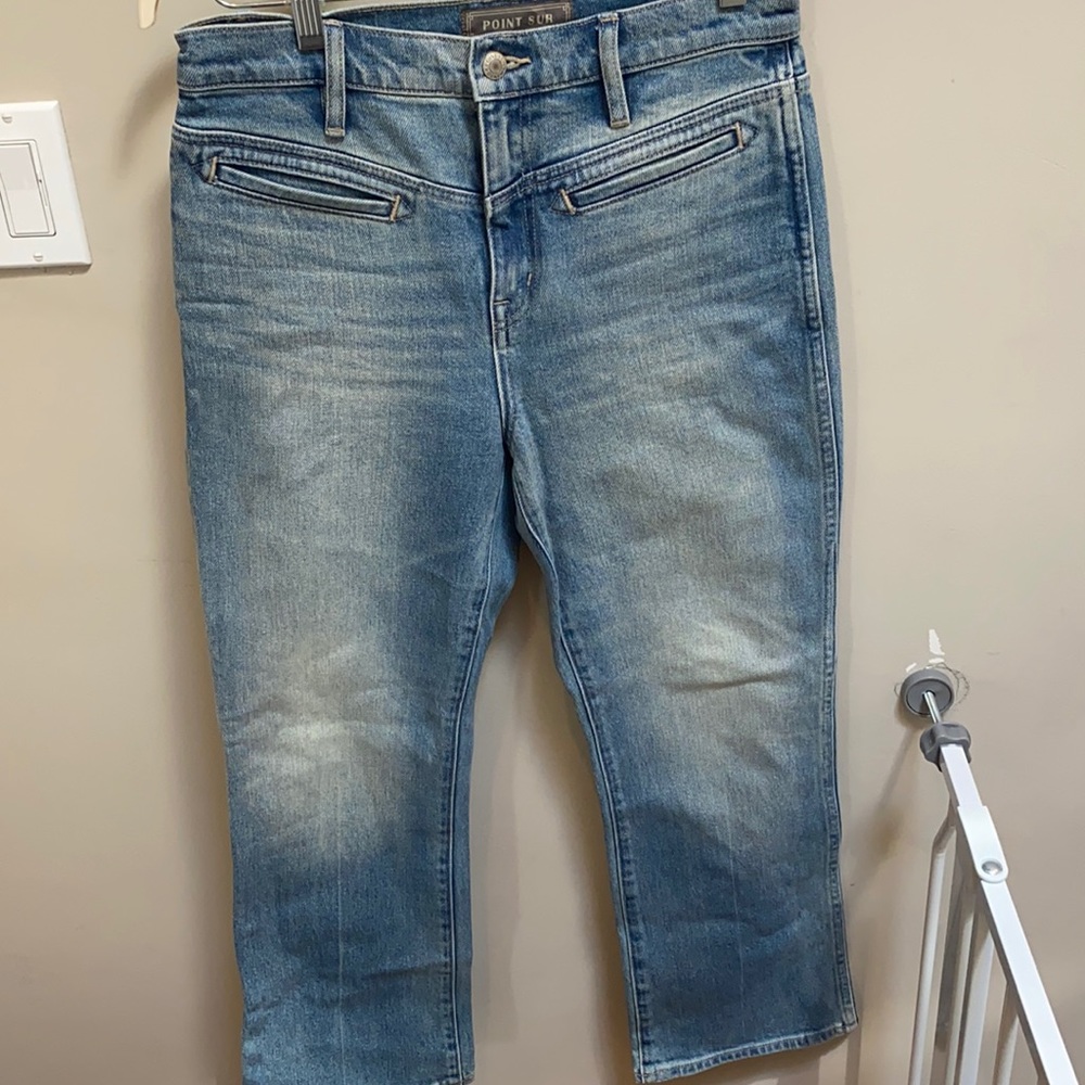 J Crew Point Sur light wash cropped & flare jeans